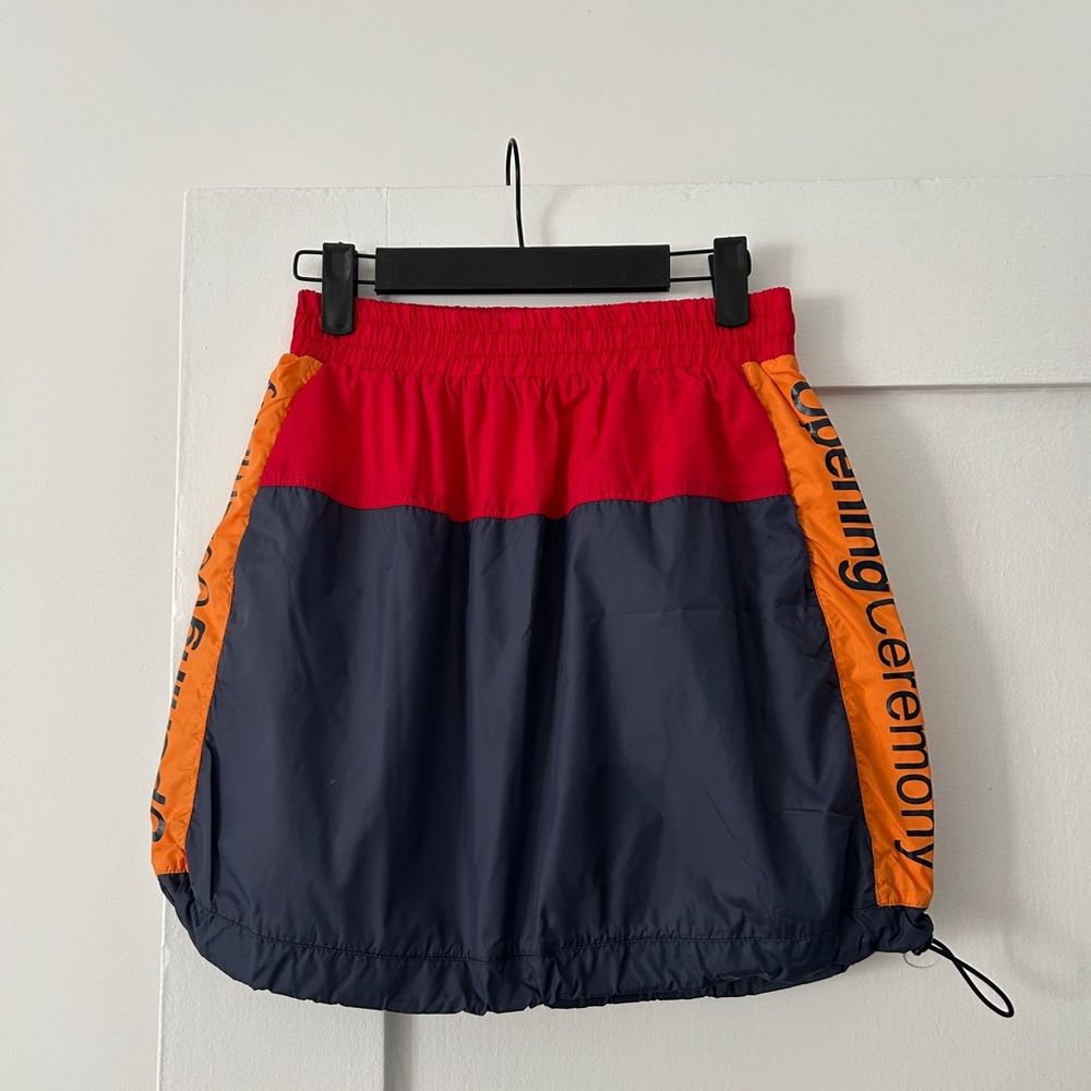 Opening Ceremony Red, Navy & Orange Colorblock Mini Skirt